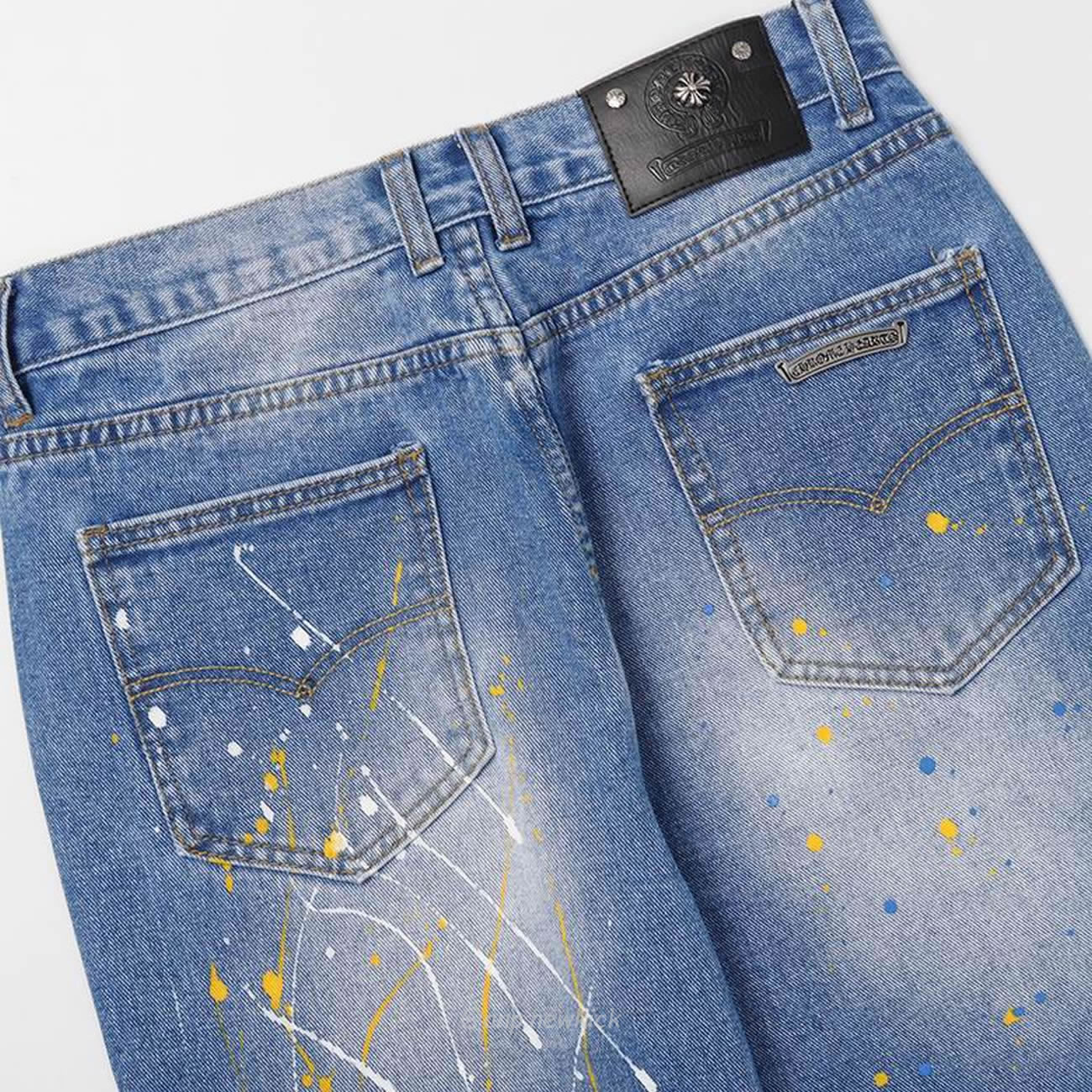 Chrome Hearts Blue Speckle Jeans Cross (10) - newkick.vip